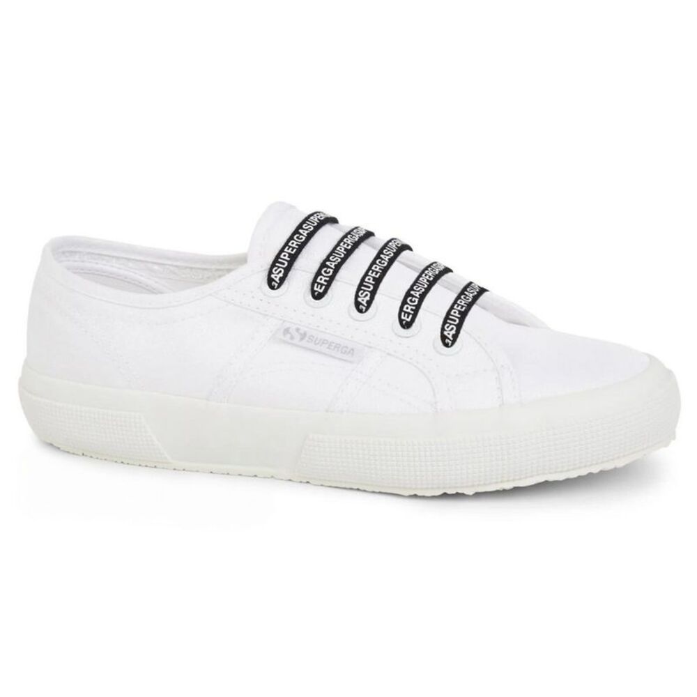 Superga Logo Cotton Shoe Laces / White/Black